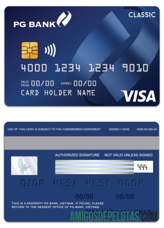 Cartão Visa Classic do Banco PG do Vietnã exemplo